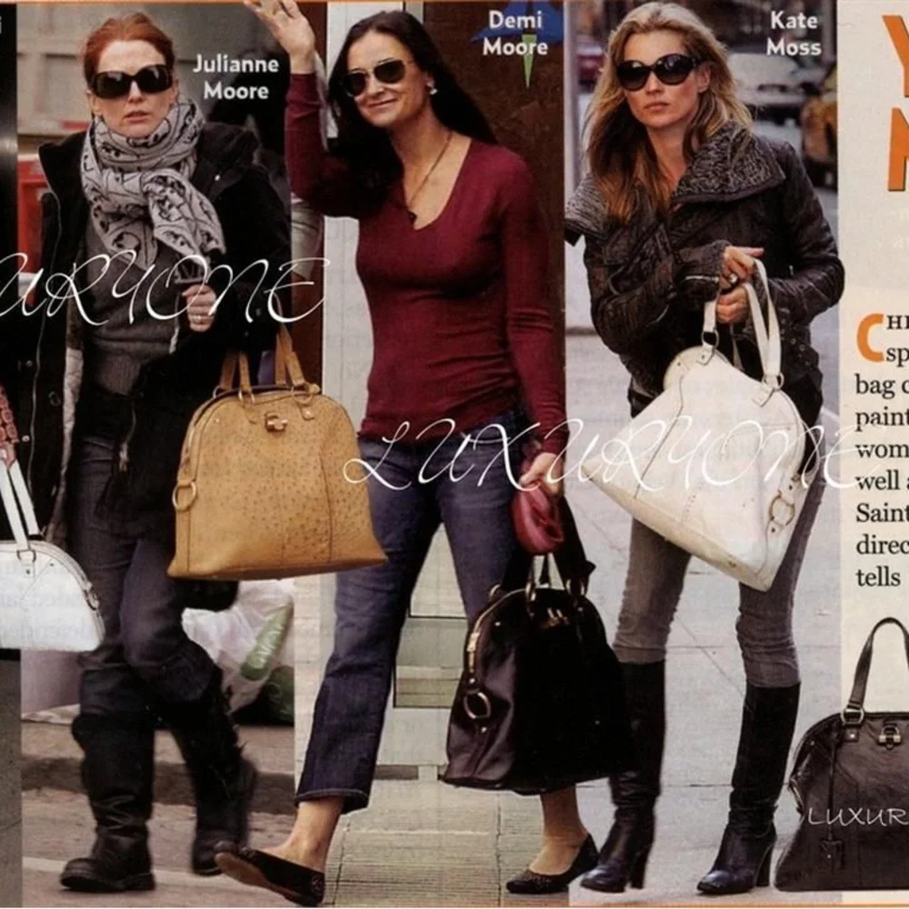 💎 RARE 💎 YSL MUSE TOTE LEATHER STATEMENT BAG EMBOSSED - Picture 11 of 16